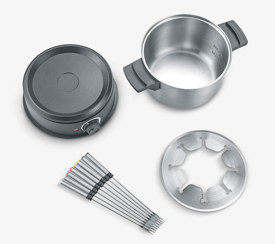 Severin Fondue-Set FO 2470 – Edelstahl, 1,4 l, 8 Personen, elektrisch – schwarz/Edelstahl