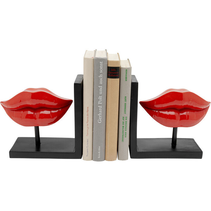 KARE Lips Buchstütze – Polyresin – Rot – 345 × 165 × 90 mm – 2 Stück