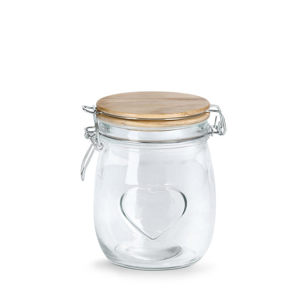 Zeller Present Vorratsdose 750 ml, Ø 11 × 14,2 cm, Glas/Kiefer, transparent