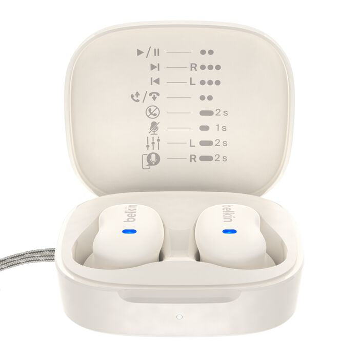 Belkin SoundForm Anywhere TWS In-Ear – ANC, mit Ladecase, Weiss