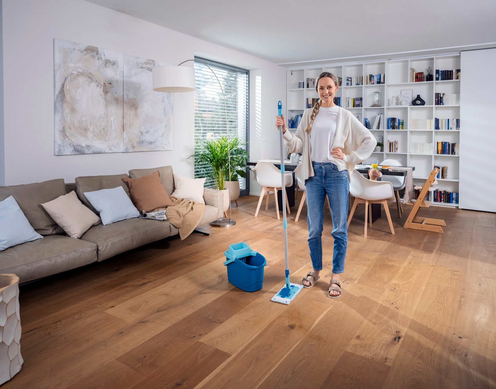 Leifheit Flachwischer Power Clean M – türkis – Mikrofaser