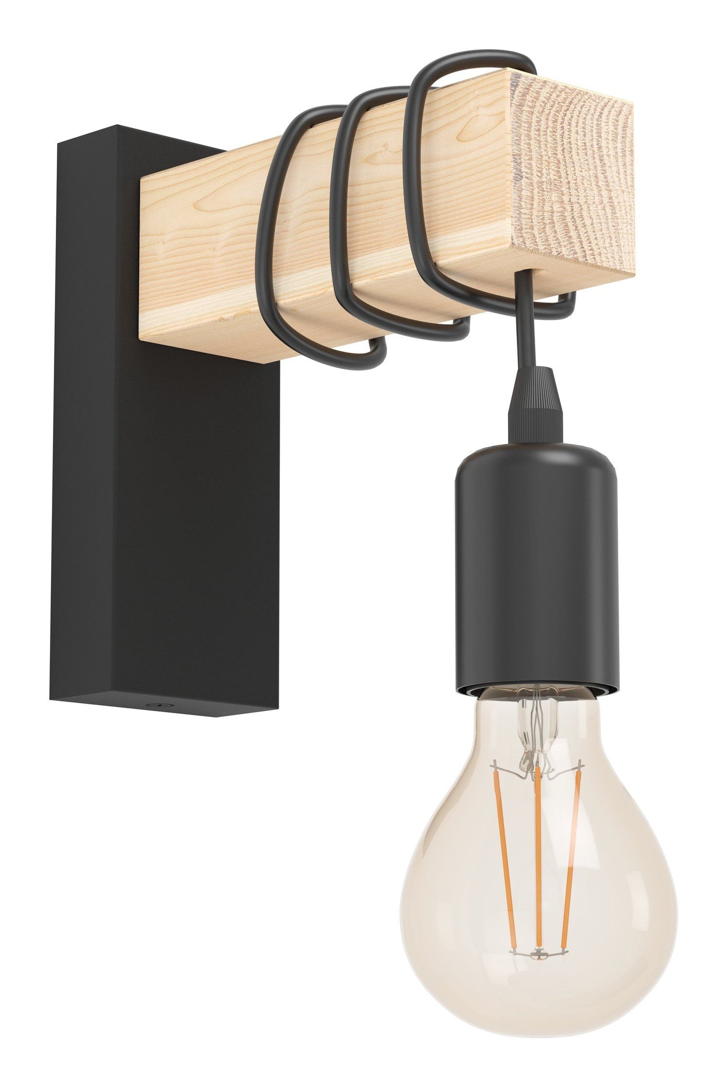 EGLO Wandleuchte Townshend – 10 W, dimmbar, schwarz/braun, exkl. E27