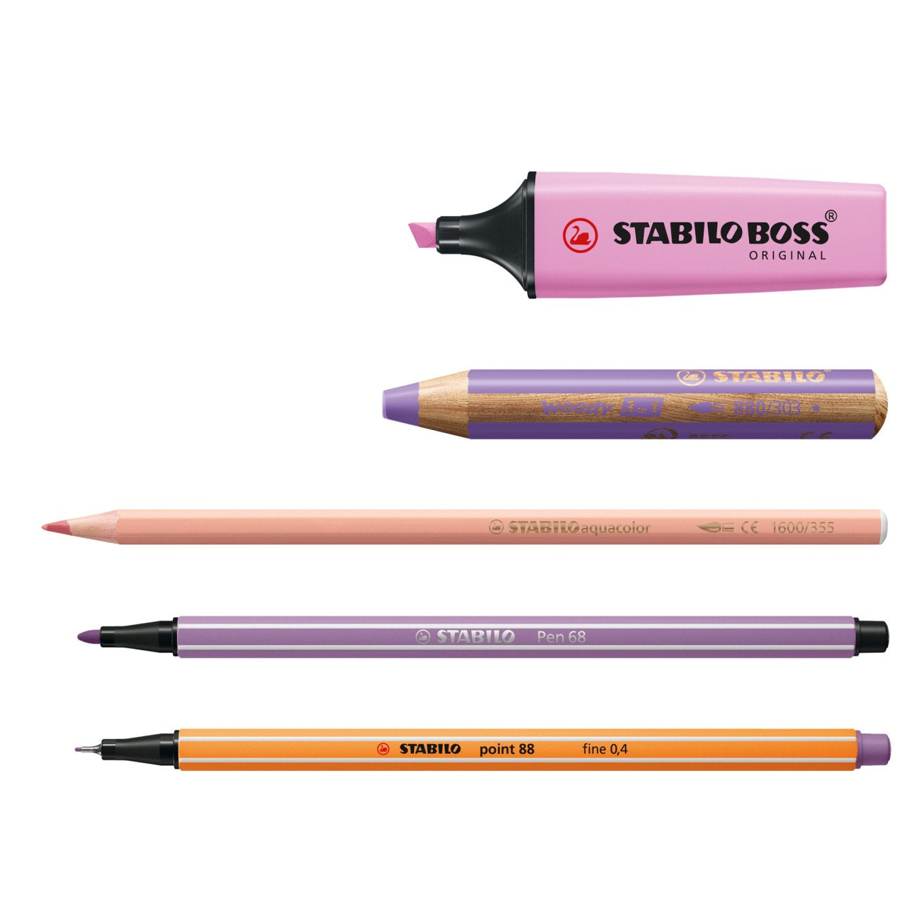 STABILO ARTY Stifte-Set – Pastell, 50 Stk., Box, mit 21 Farbstiften, 12 Filzstiften, 12 Finelinern