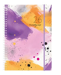 Simplex Harmony Agenda – 1 Woche/2 Seiten, Spiralbindung, A5, 2026, mehrsprachig, lila Vogel, FSC