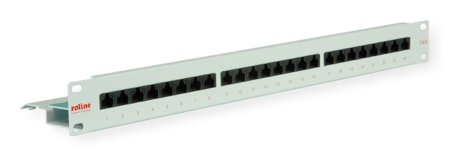 ROLINE Cat.6 / Klasse E Patchpanel – 24× RJ‑45, ungeschirmt, 19", 1U, grau