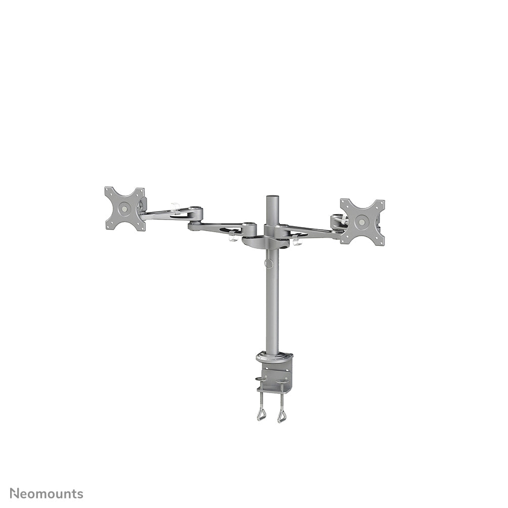 Neomounts FPMA-D935D – Tischhalterung, Dual, Tischklemme, bis 27", VESA 75 × 75 mm, 12 kg, neigbar, silber