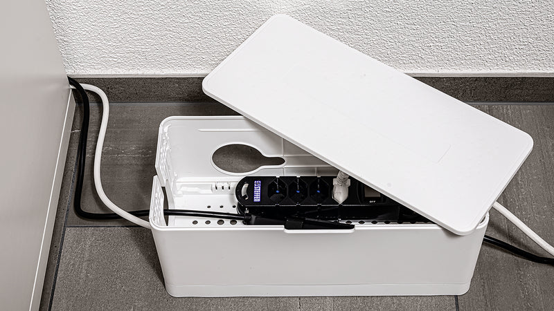 Steffen Kabelbox – weiss, Kunststoff, B 150 × H 140 × T 340 mm