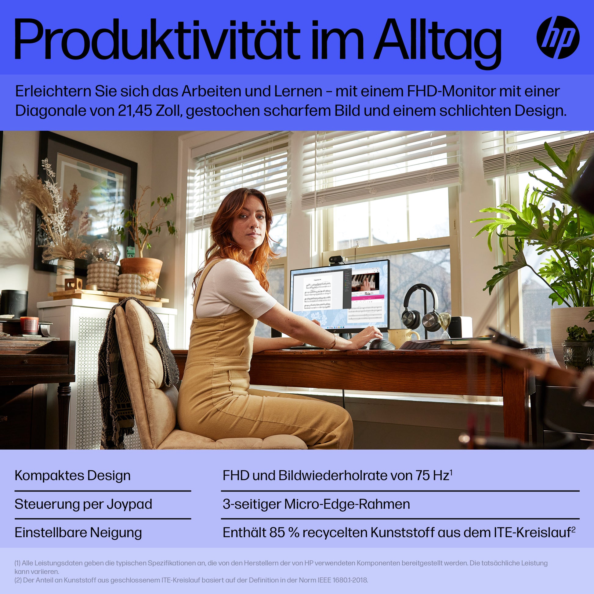 HP V22V G5 – Monitor, 21,4" 1920 × 1080 (Full HD), Schwarz