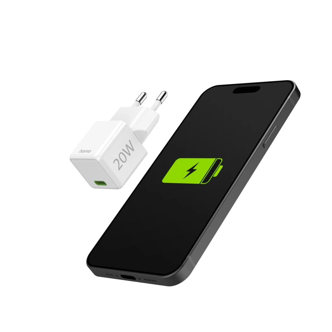 Hama 00201980 USB-Ladegerät 20 W – USB-C×1, PD 3.0, QC 3.0 – für Smartphone – Weiss