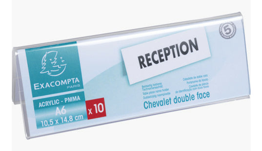 Exacompta Tischaufsteller – für A6 – quer – transparent – Acryl – 10 Stk.