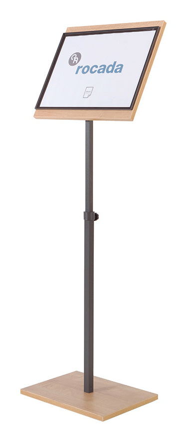 Rocada Boden-Prospektständer NAT0706 – für A3, 1 Fach, Schwarz, Melamin/Stahl, 400×300×1020 mm
