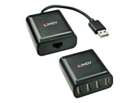 Lindy 42679 USB-Hub – USB 2.0, 4× USB-A, 1× RJ45