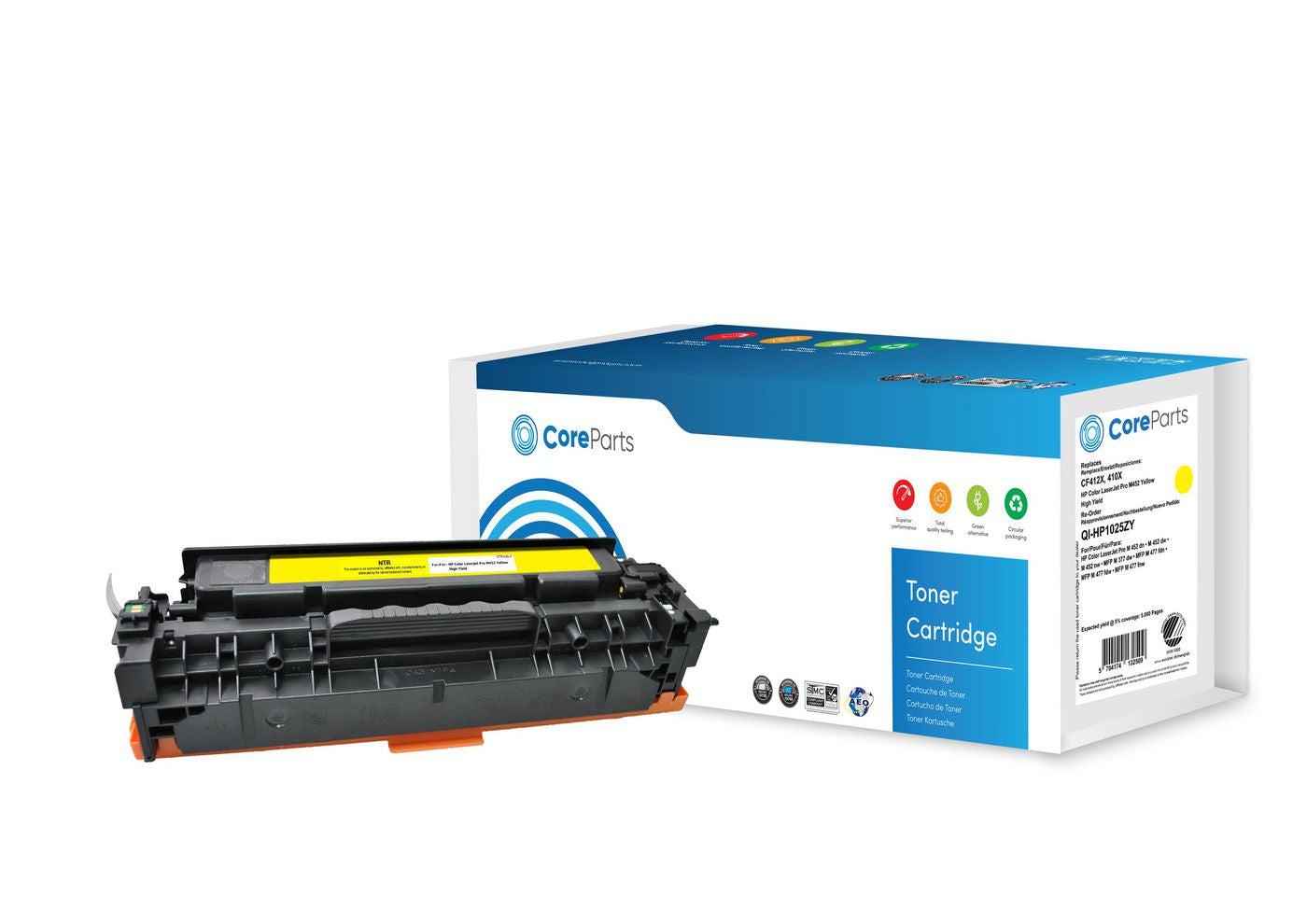 CoreParts Toner CF412X – Gelb, 5000 Seiten – für HP Color LaserJet Pro M452