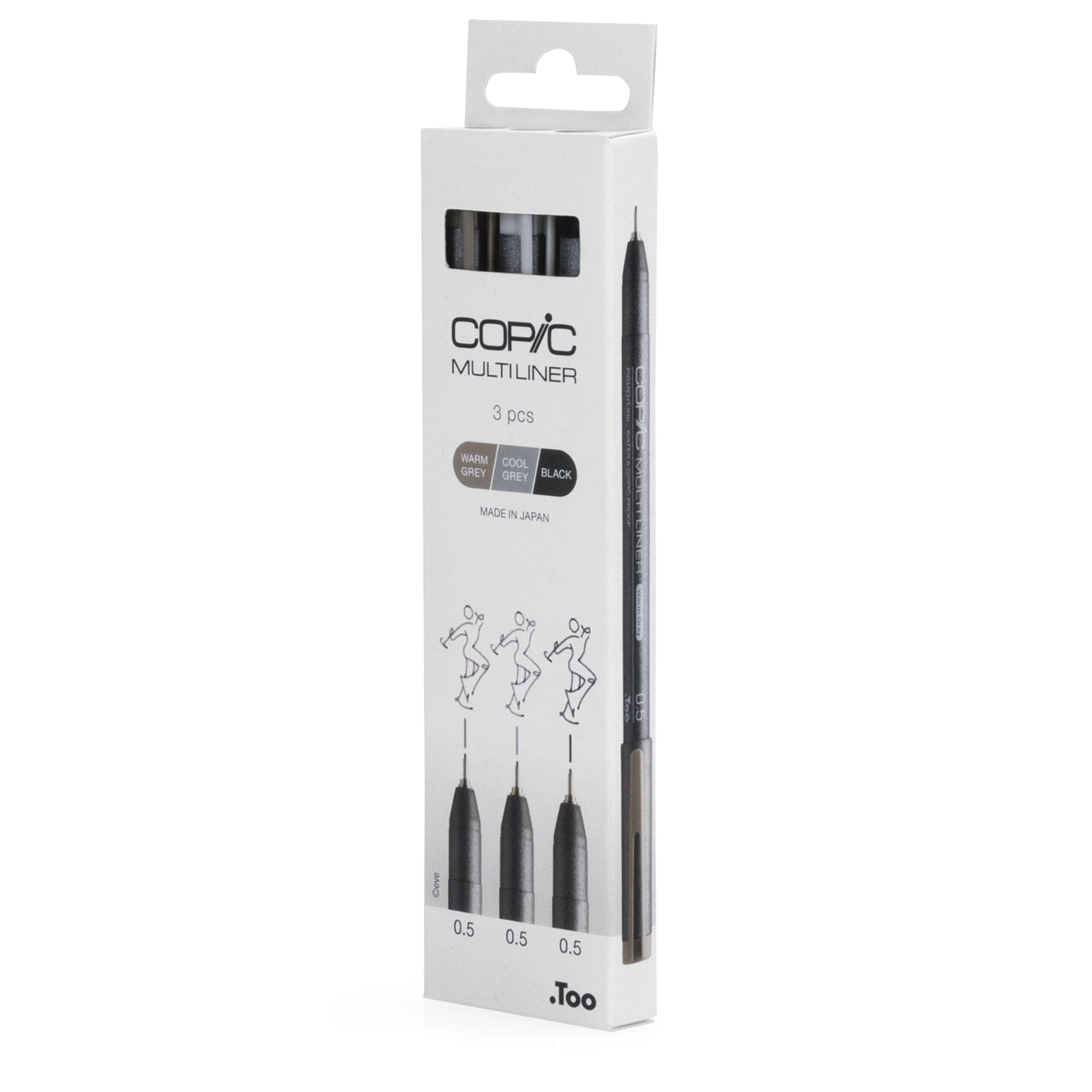 Copic Multiliner Fineliner Set – 3 Stk., 0,5 mm, 3 Farben, wasserfest