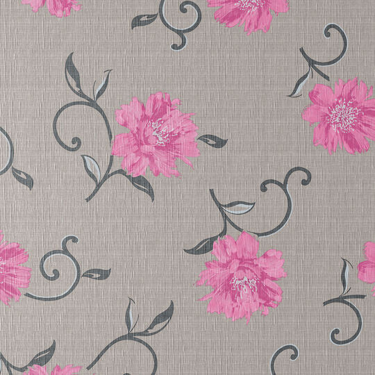 d-c-fix Tischdecke – Ø 150 cm, rund, PP, grau, Blume