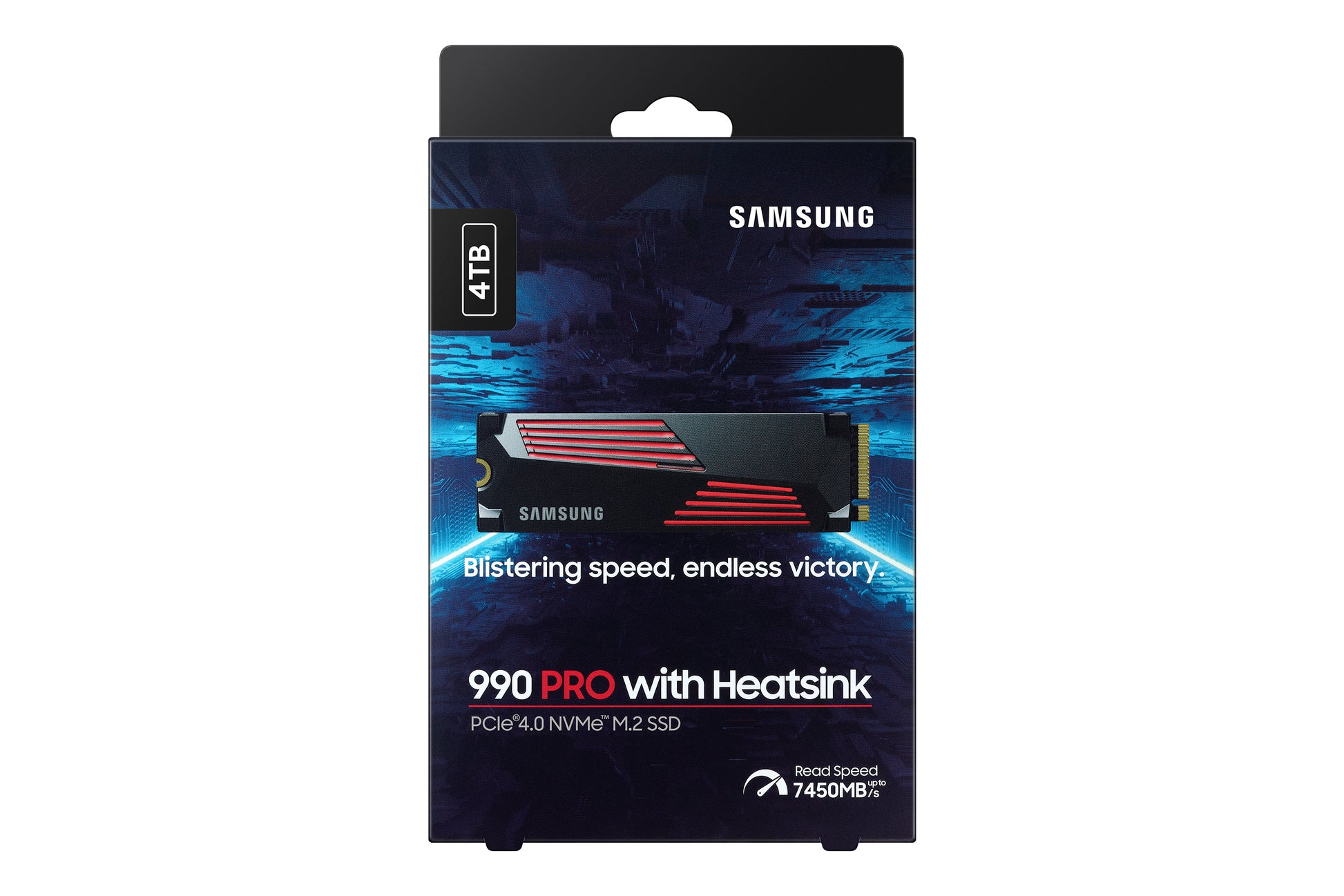 Samsung 990 PRO – 4 TB M.2 2280 NVMe PCIe 4.0 x4, 7'450/6'900 MB/s, V-NAND TLC, mit Kühlkörper