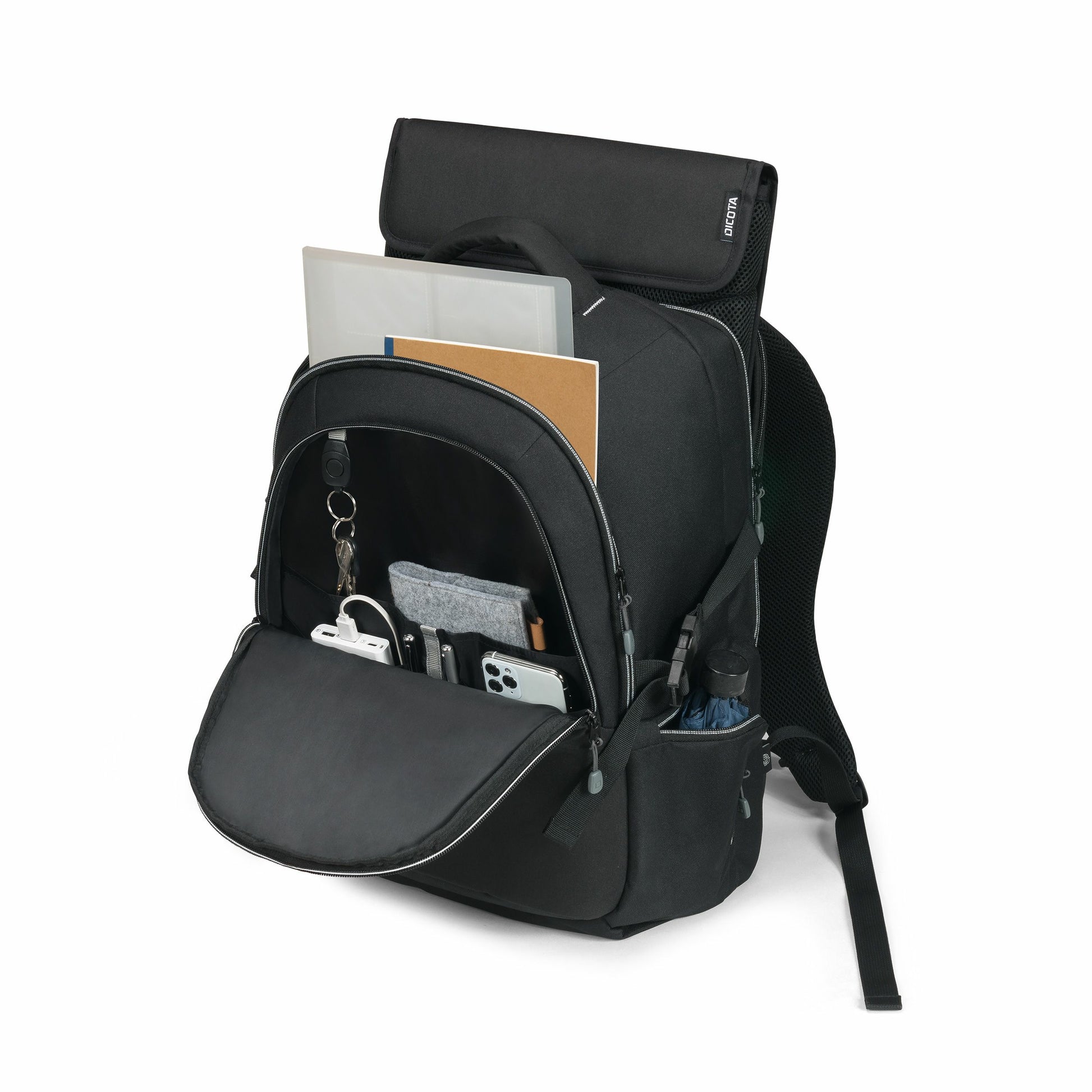 DICOTA Notebook-Rucksack bis 15,6" – 25 l, Trolley-aufsteckbar – Schwarz
