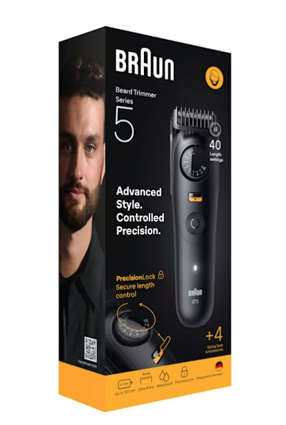 Braun Bartschneider Serie 5 BT5520 – Akku, 120 min, Nass & Trocken, Schnittlänge 0,5–20 mm, Schwarz