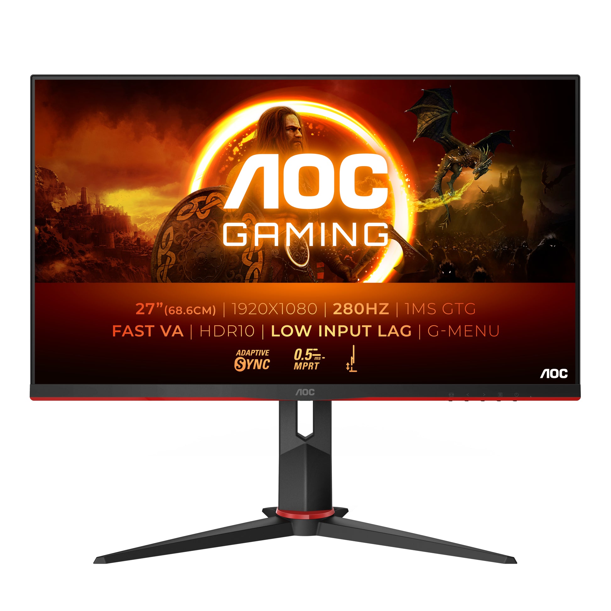 AOC 27G2ZN3/BK – Monitor, 27", 1920 × 1080 (Full HD), VA, 280 Hz, 300 cd/m², VESA 100 × 100, Schwarz