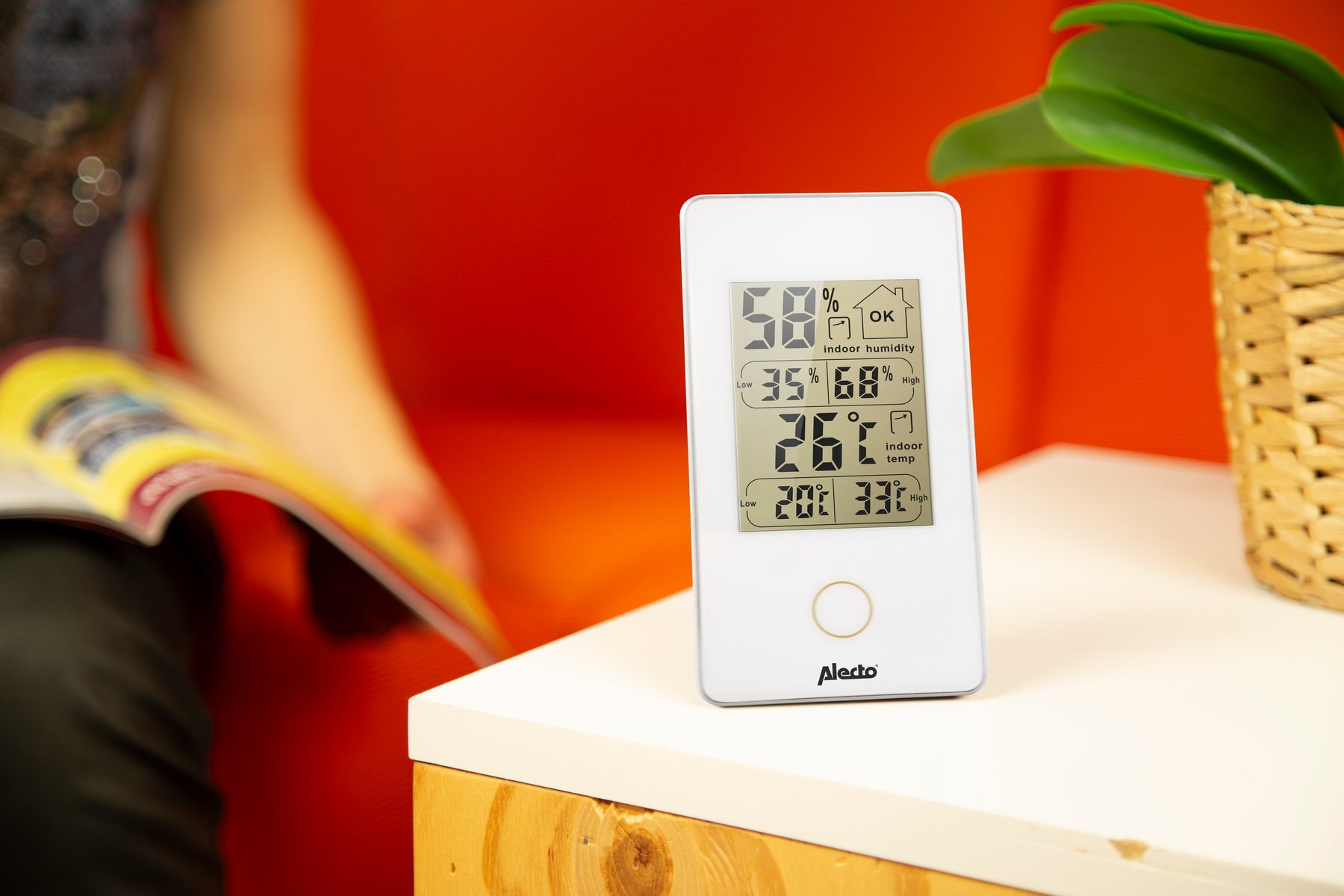 Alecto WS-75 – Thermo-/Hygrosensor, Display, Min-/Max-Anzeige – Weiss