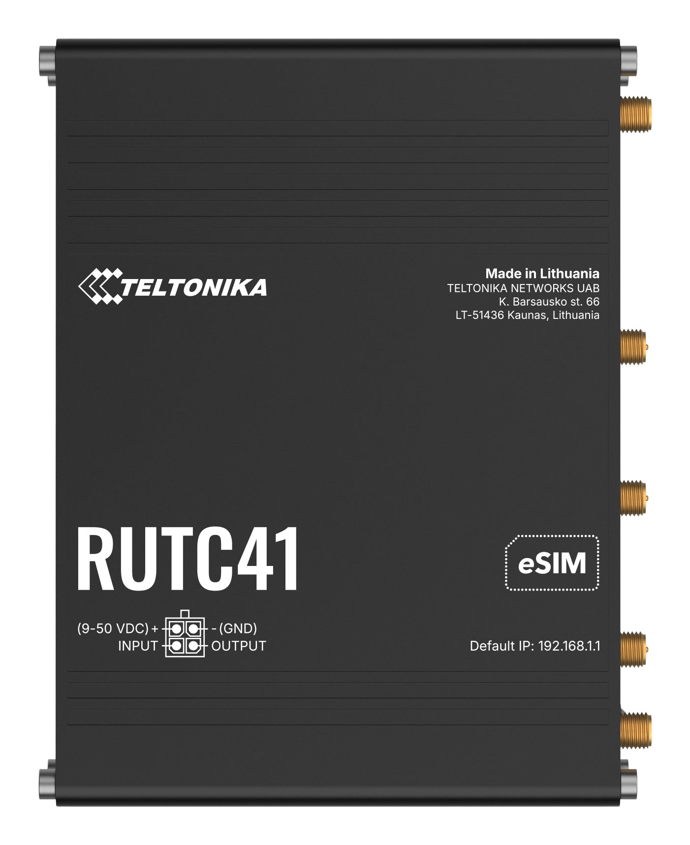 Teltonika RUTC41 VPN-Router – 4G LTE, Wi-Fi 6 Dual-Band, 5× 1G RJ-45, 1× USB, Dual-SIM, Schwarz