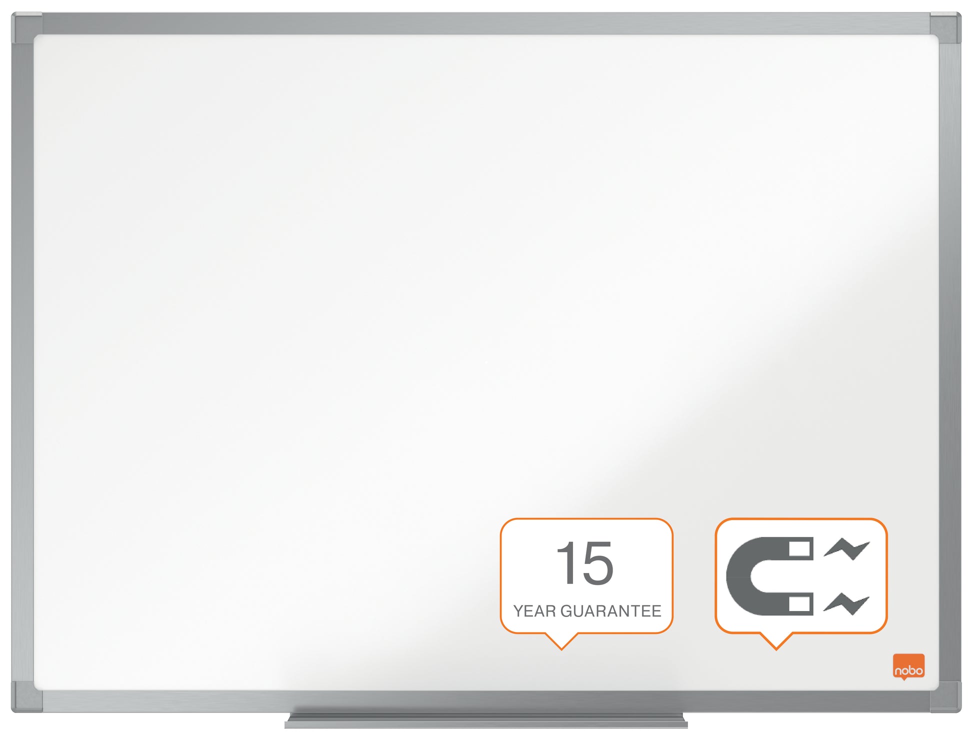 Nobo Whiteboard – 45 × 30 cm, lackierter Stahl, magnetisch, Aluminiumrahmen, inkl. Stifteablage, Montagesatz