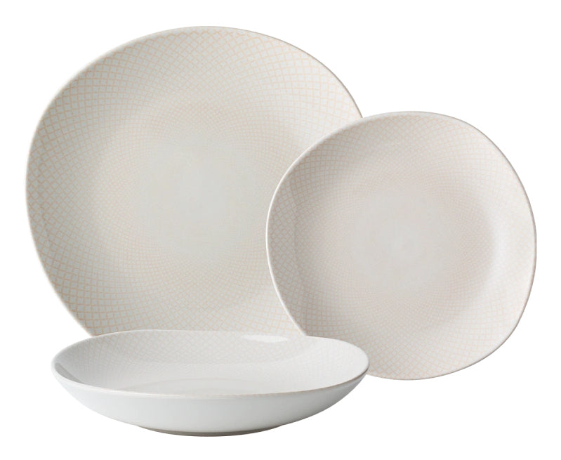 Lunasol Speise-Service Elements North Organic – Set 12-teilig, Ø 27/25/21 cm, Steingut, Beige