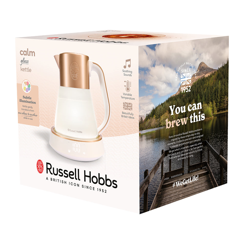 Russell Hobbs Wasserkocher – 1,7 l, mit Temperaturwahl, Warmhaltefunktion, Glas, Weiss, 27450-70