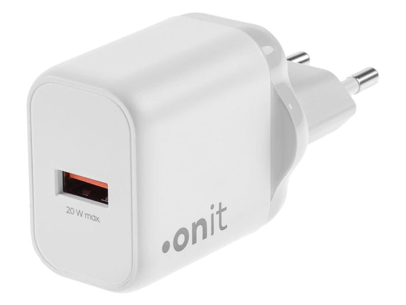 ONIT F02788 USB-Ladegerät 20 W – USB-A×1 – QC 3.0, GaN, EU-Stecker (Typ C) – Weiss