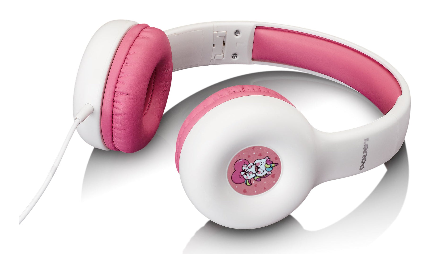Lenco HP-010PK Kinderkopfhörer – On-Ear, Stereo, 3,5 mm Klinke, 85 dB Lautstärke-Limit, Pink