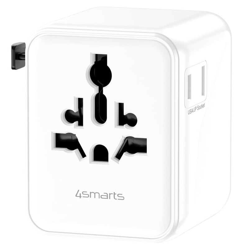 4smarts Nomad Weltreiseadapter GaN 20 W – 4×230 V, USB-C×2, USB-A×1 – Weiss