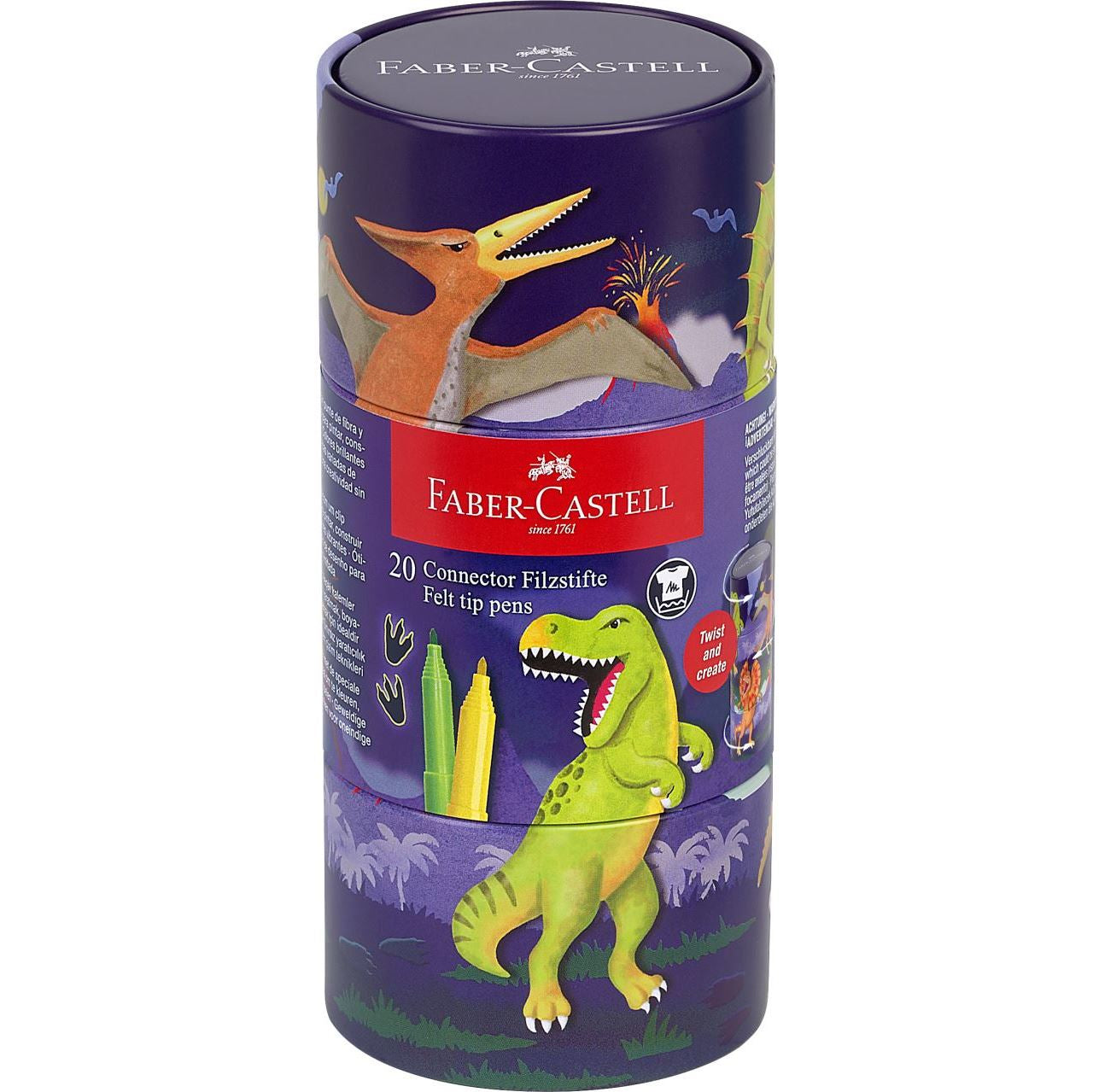 Faber-Castell Connector Filzstift, Dino – 20 Farben