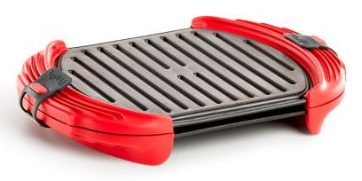 Lékué Mikrowellen-Grill, 20,7 × 27 × 4,4 cm, Silikon, Rot/Schwarz