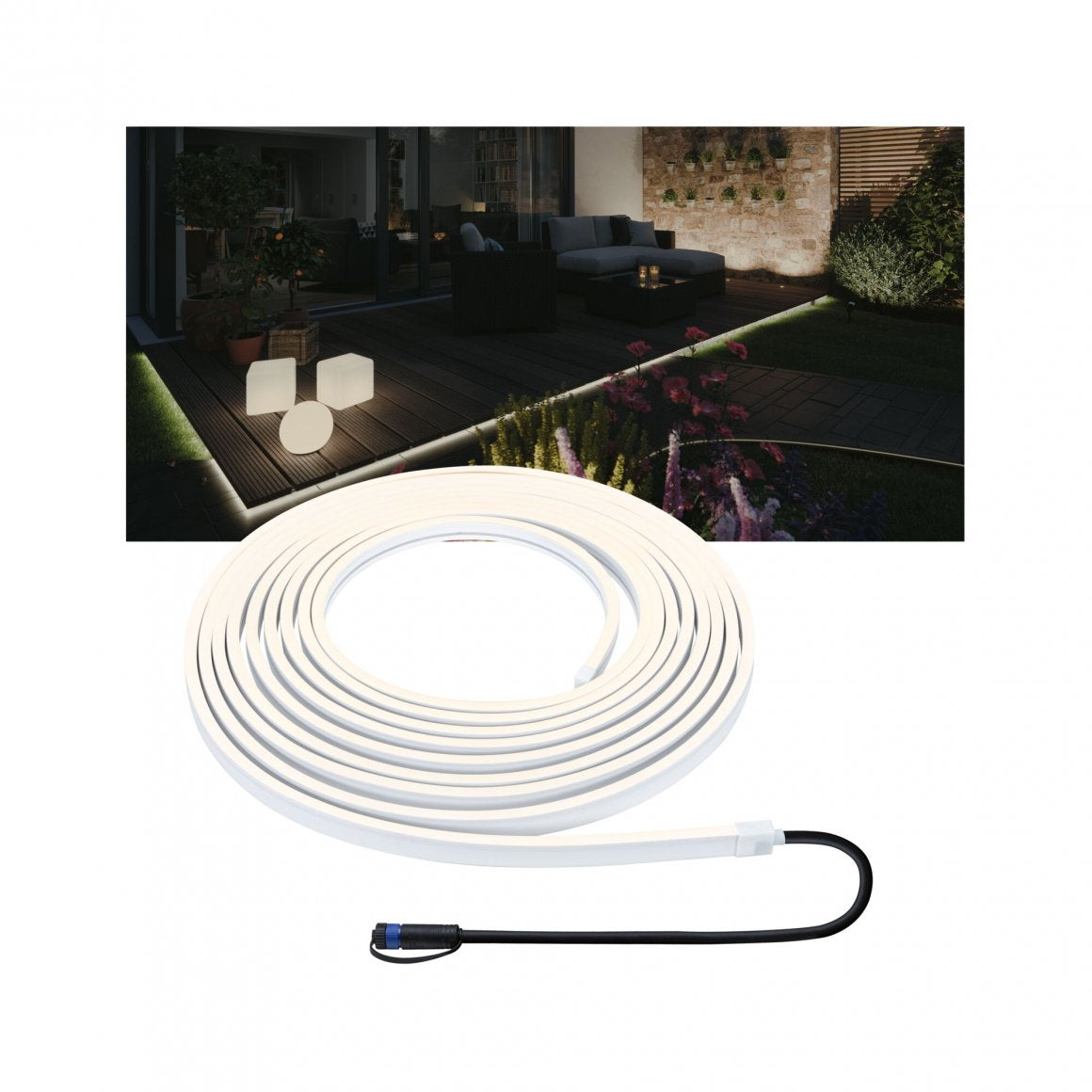 Paulmann LED-Streifen Aussen – 46 W – Warmweiss, 3000 K – IP68 – Netzbetrieb – dimmbar – Weiss – Kunststoff