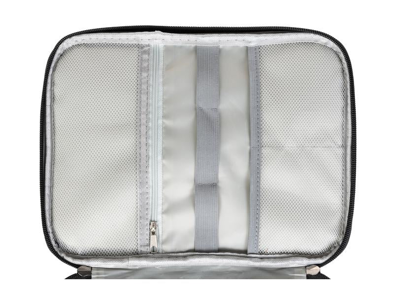 ONIT Reissverschlusstasche – 12 Fächer, Tragegriff, Reissverschluss – 27 × 21 × 9 cm – Schwarz – 300D Polyester