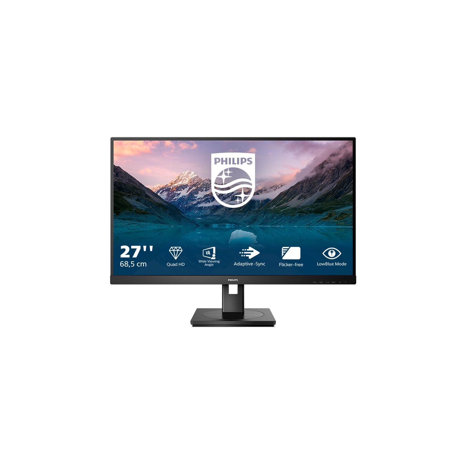 Philips Monitor, 27", 2560 × 1440 (WQHD), VA, 75 Hz, 300 cd/m², VESA 100 × 100, Schwarz