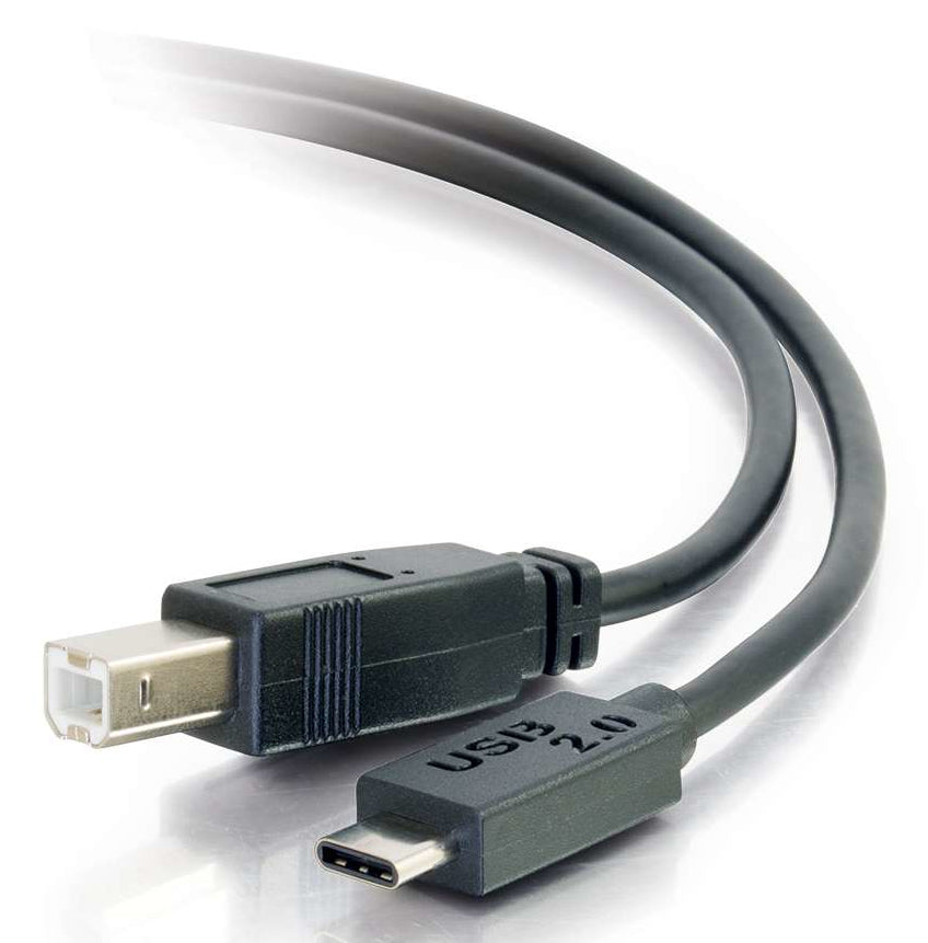 C2G USB-C auf USB-B Kabel – USB 2.0 (480 Mbit/s) – 1,83 m – Goldkontakte, Magnetisch abgeschirmt – Schwarz