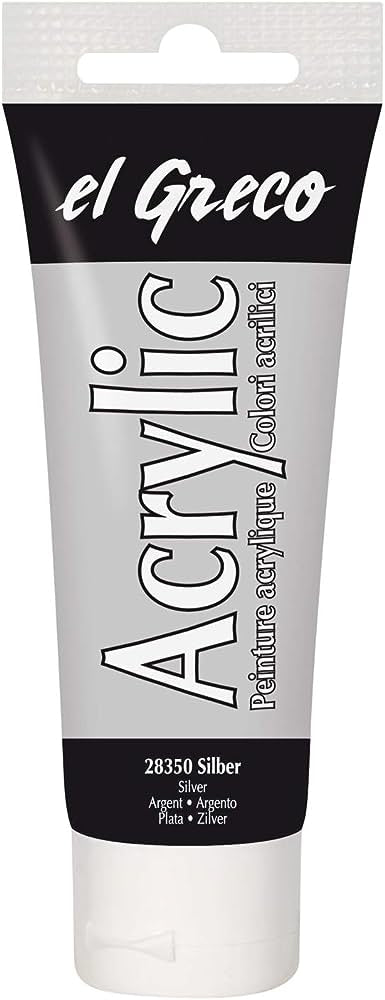 KREUL el Greco Acrylfarbe – Silber, glänzend – 75 ml Tube – für Leinwand, Papier, Stein