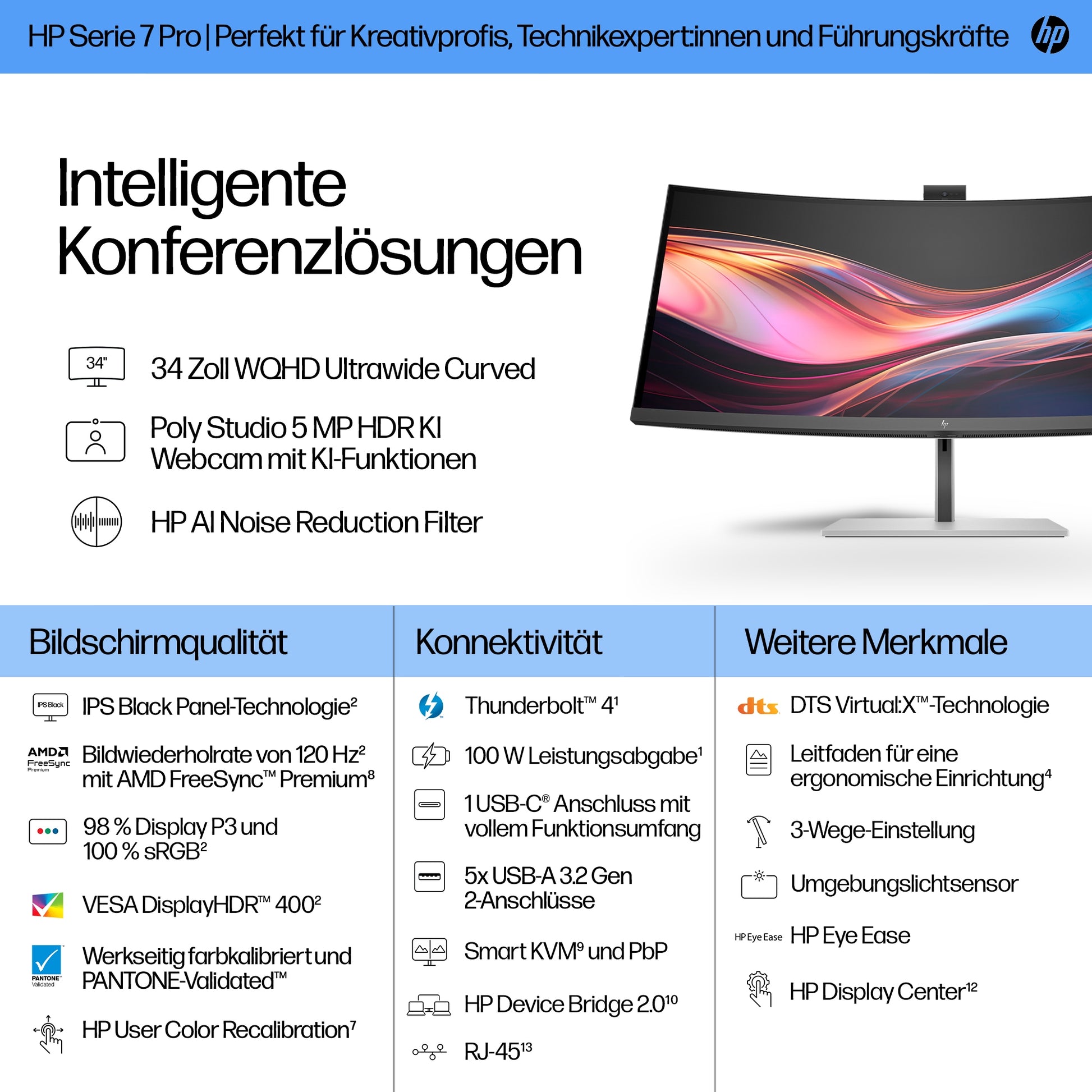 HP Serie 7 Pro 734pm – Monitor, 34", WQHD