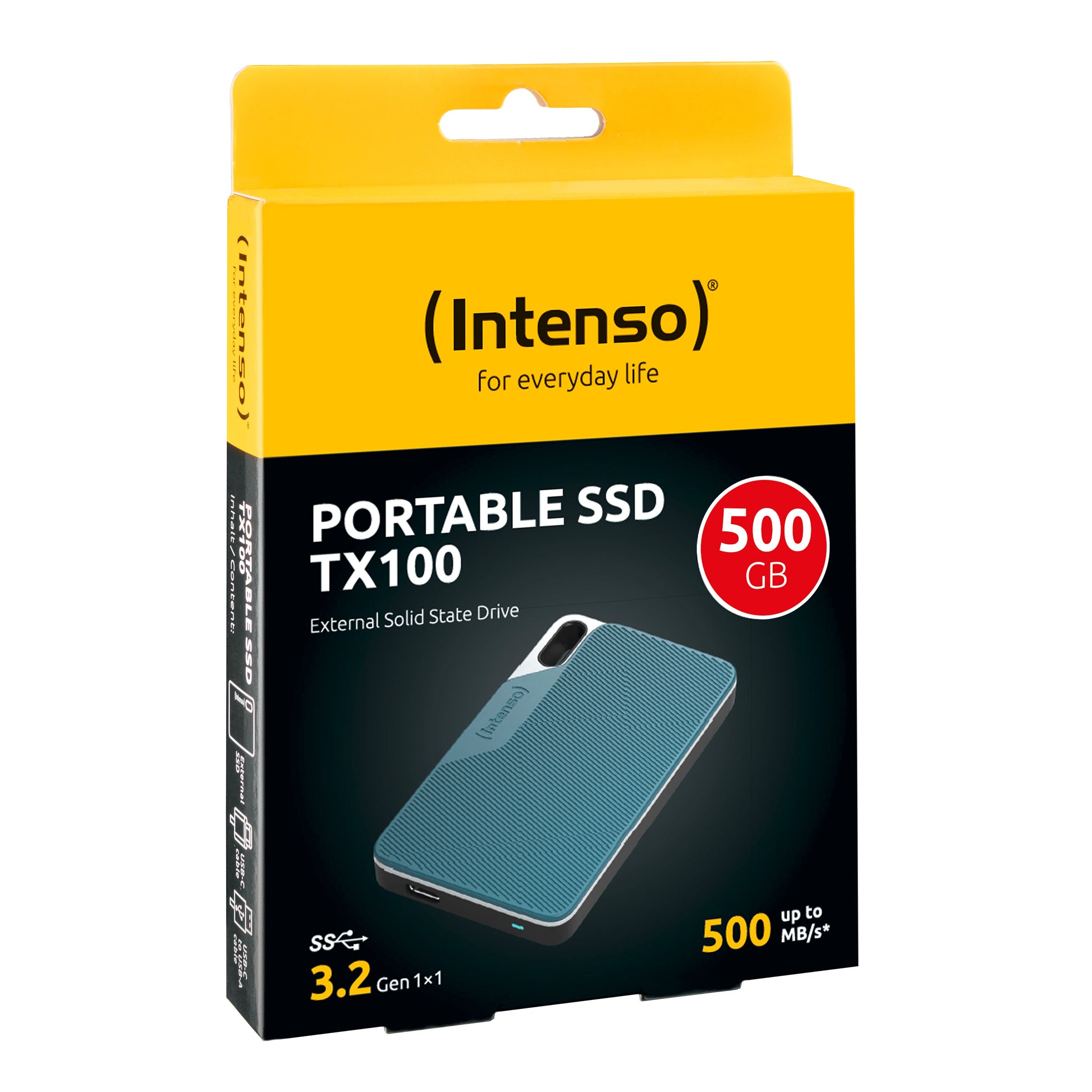 Intenso TX100 – 500 GB externe SSD, USB 3.2 Gen 1, Blau/Grau