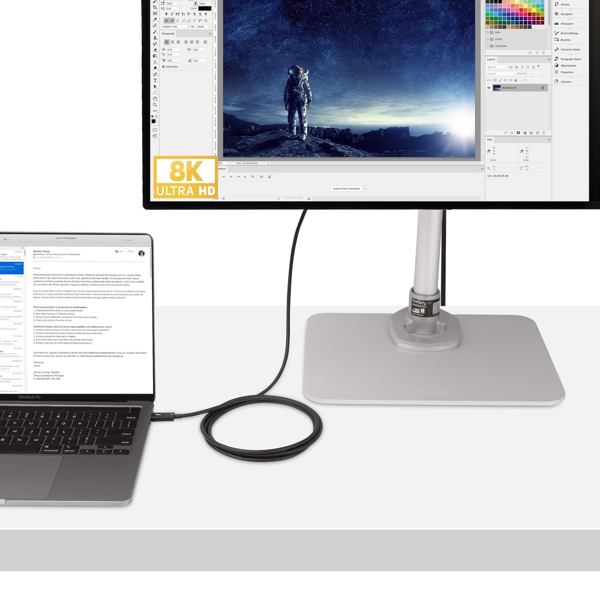 StarTech.com Thunderbolt 4 (USB-C) Kabel – 40 Gbit/s – 2 m – PD 100 W – PVC-Mantel – Schwarz