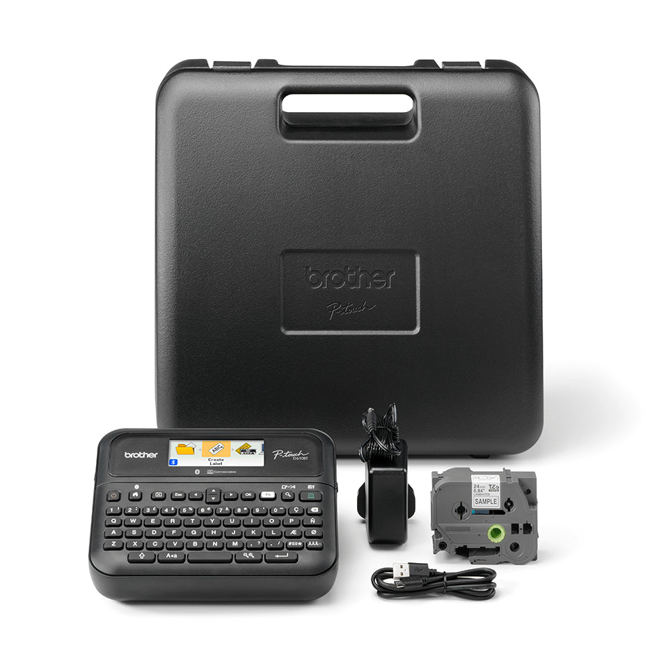 Brother PTD610BTVP – Beschriftungsgerät, für TZe-Bänder bis 24 mm, USB, Bluetooth, Auto-Cutter