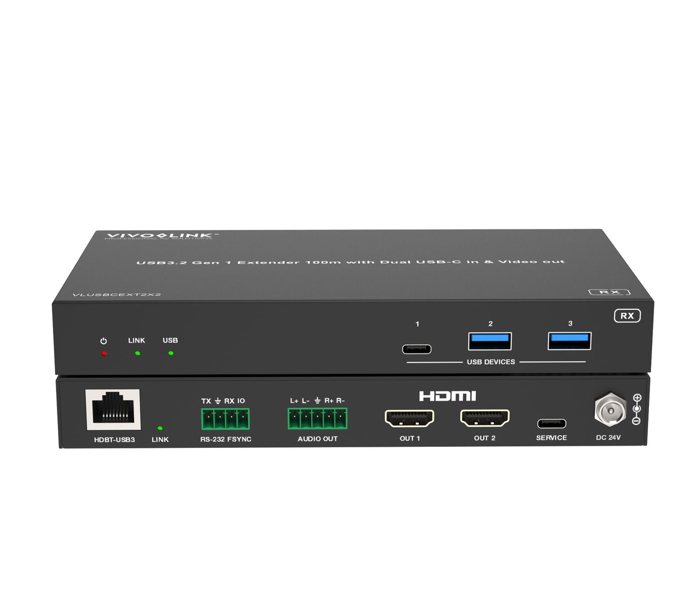 Vivolink USB 3.2 Gen 1 Extender, bis zu 100 m, USB-C/Video