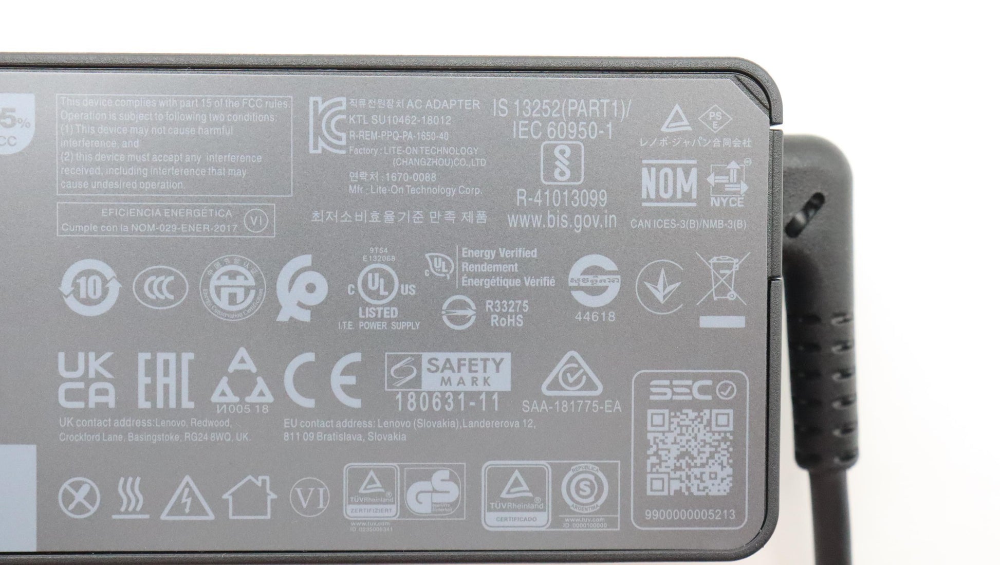 Lenovo 5A10W86252 Netzteil 65 W – 5–20 V, 3,25 A – für Lenovo-Notebooks – Schwarz