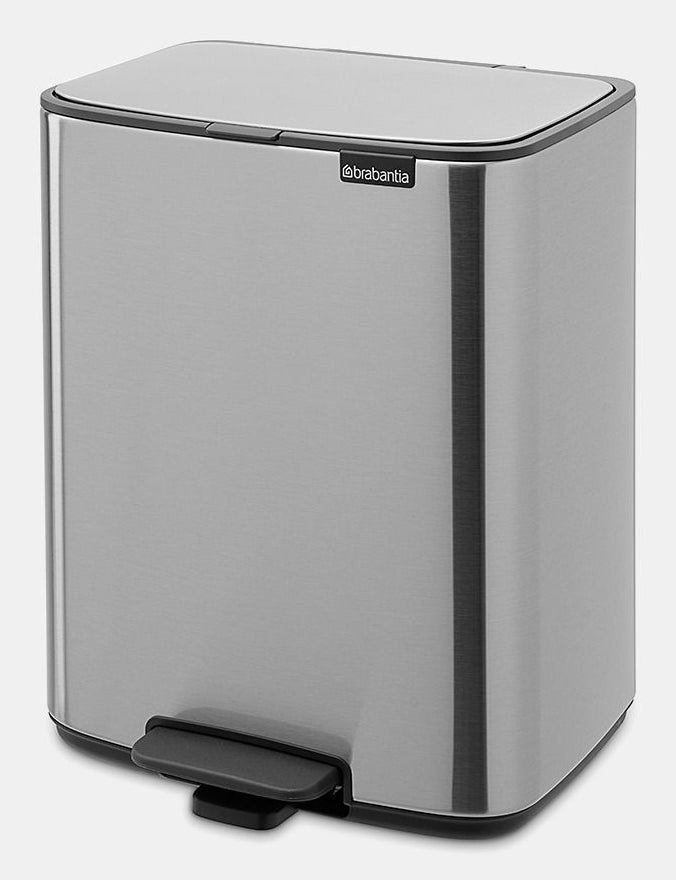Brabantia Papierkorb – 12 l – Stahl, silber matt – B × H × T 292 × 369 × 263 mm