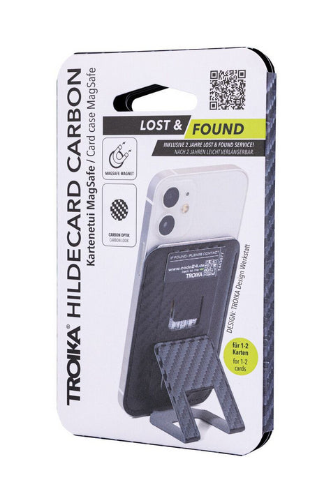 TROIKA Kartenetui Hildecard Carbon Code24 – 95×5×65 mm, 2 Karten, 34 g – schwarz – Kunstleder