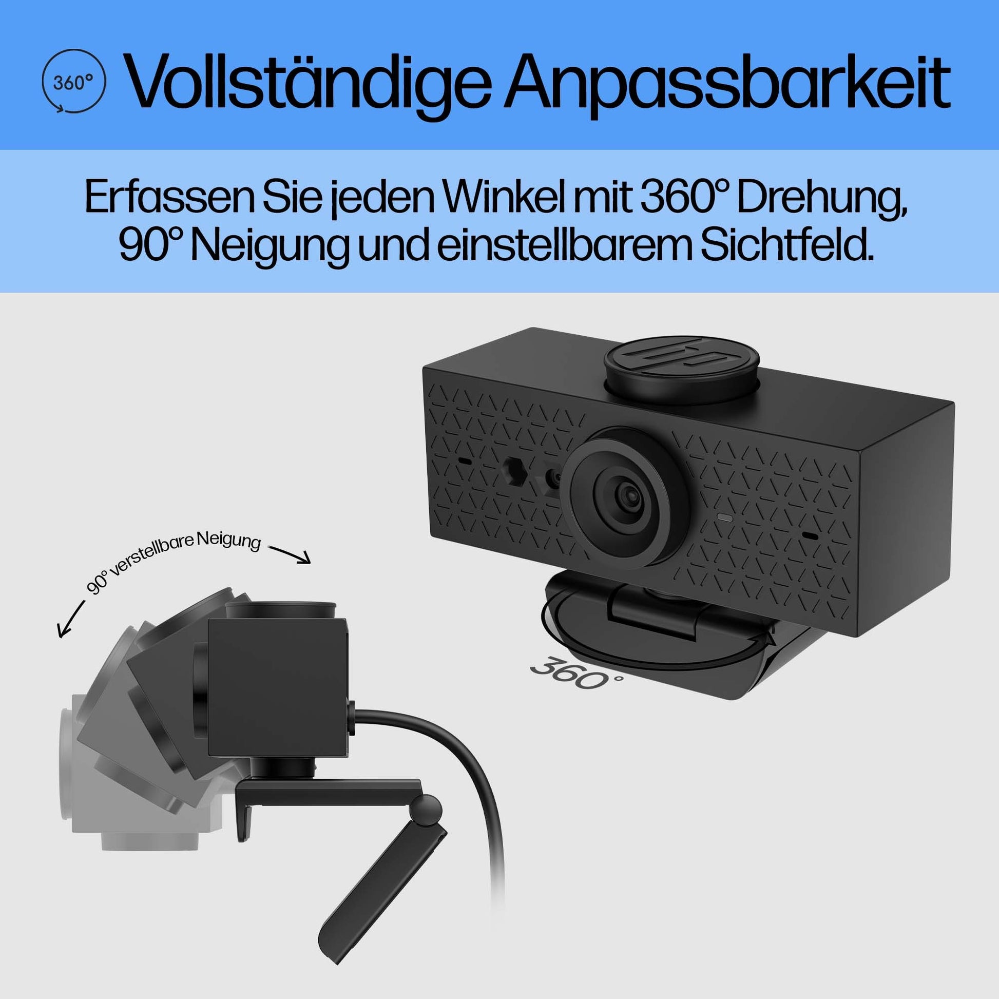 HP 620 FHD Webcam – Full HD, 60 fps, USB, 92°, Schwarz