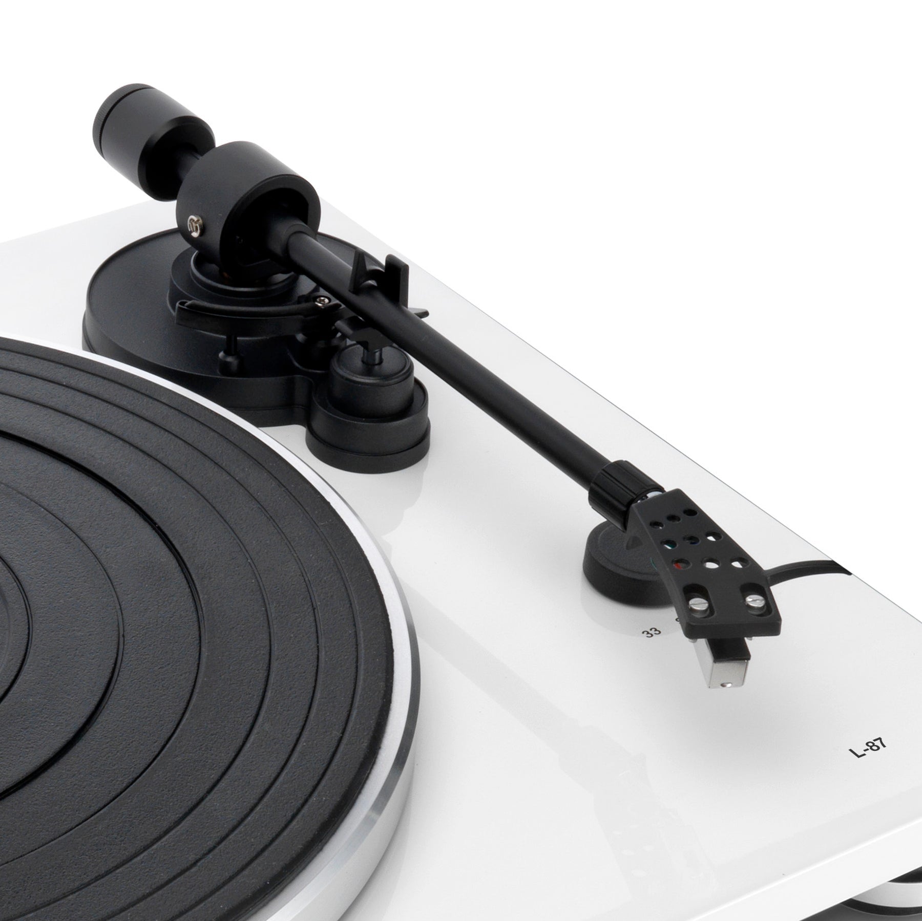 Lenco L-87 Slimline USB – Plattenspieler (Riemenantrieb, halbautomatisch), Phono-Vorverstärker, 33⅓/45 – Weiss