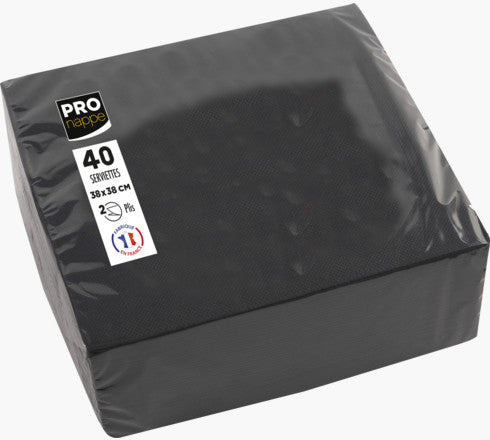 PRONAPPE Servietten, 38 × 38 cm, schwarz – FSC – 40 Stk.