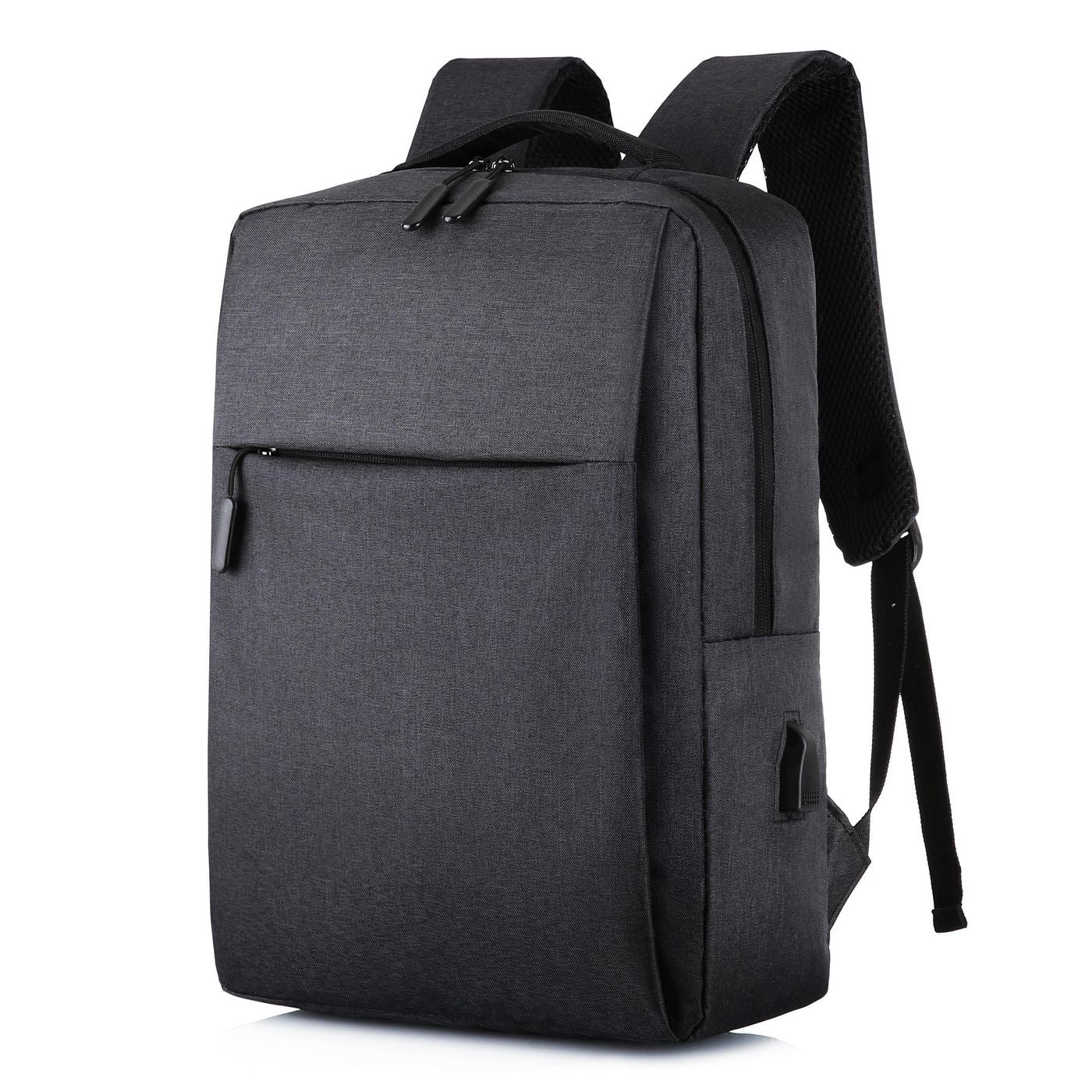 eSTUFF Notebook-Rucksack bis 15,6" – USB-Anschluss, 4 Fächer – Schwarz